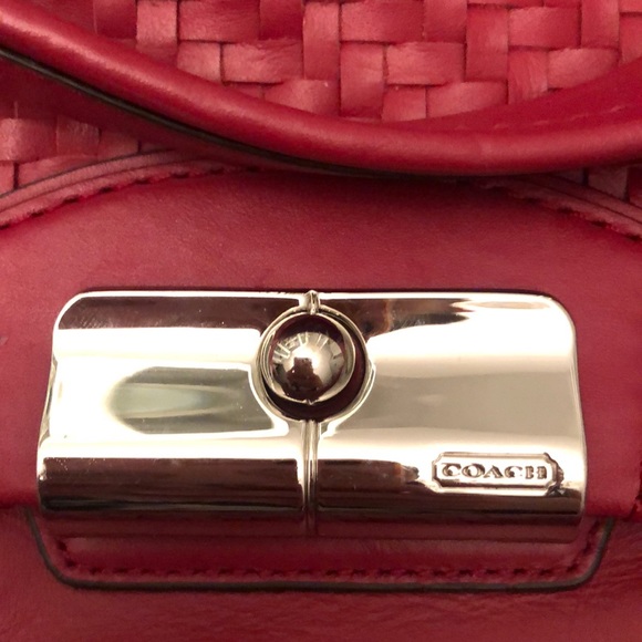 Authentic red leather Coach crossbody - Picture 2 of 6